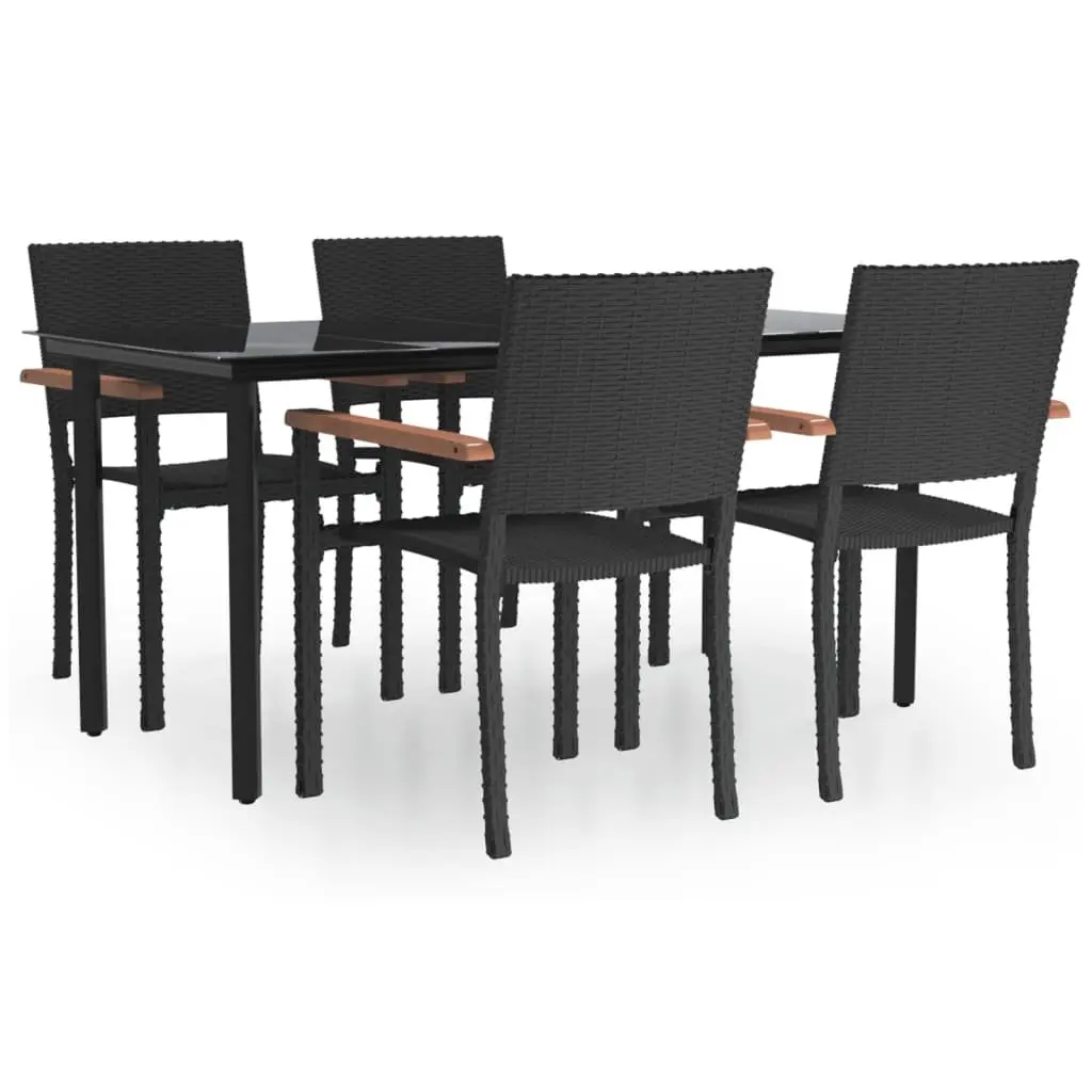 Black Poly Rattan 5 Piece Garden Dining Set