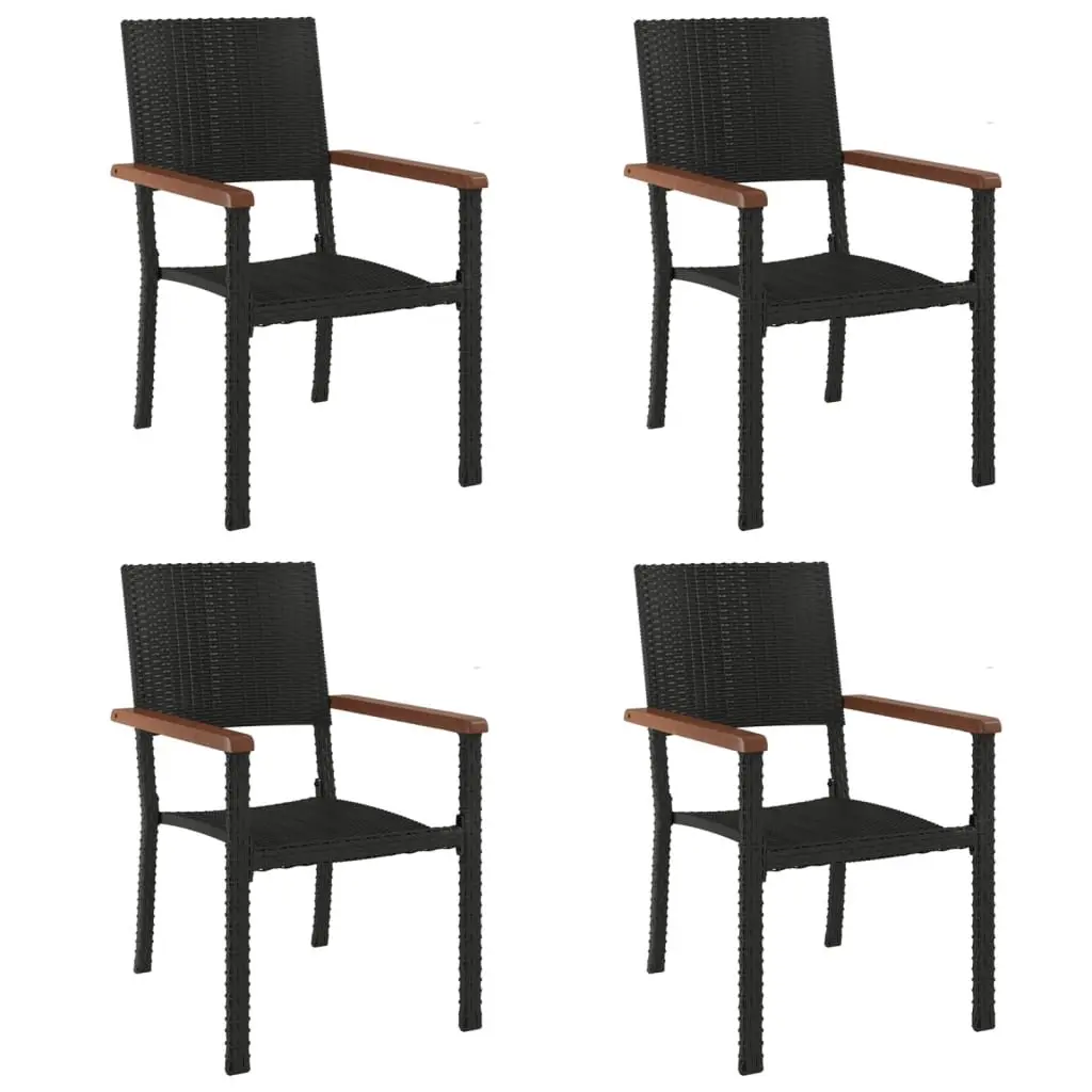Black Poly Rattan 5 Piece Garden Dining Set