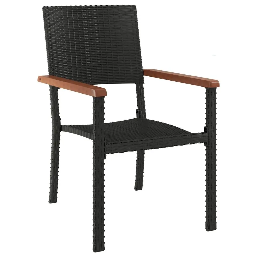 Garden Dining Set PE Rattan Steel Frame Tempered Glass Table Black 7 Piece