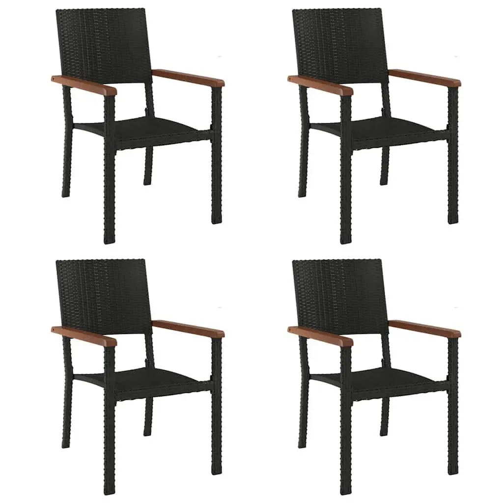 5 Piece Black PE Rattan Garden Dining Set Powder-coated Steel Table Chairs