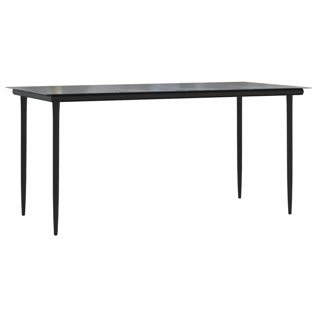5 Piece Black PE Rattan Garden Dining Set Powder-coated Steel Table Chairs