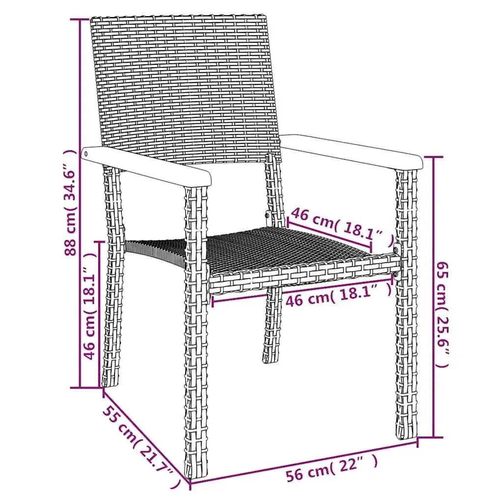 5 Piece Black PE Rattan Garden Dining Set Powder-coated Steel Table Chairs