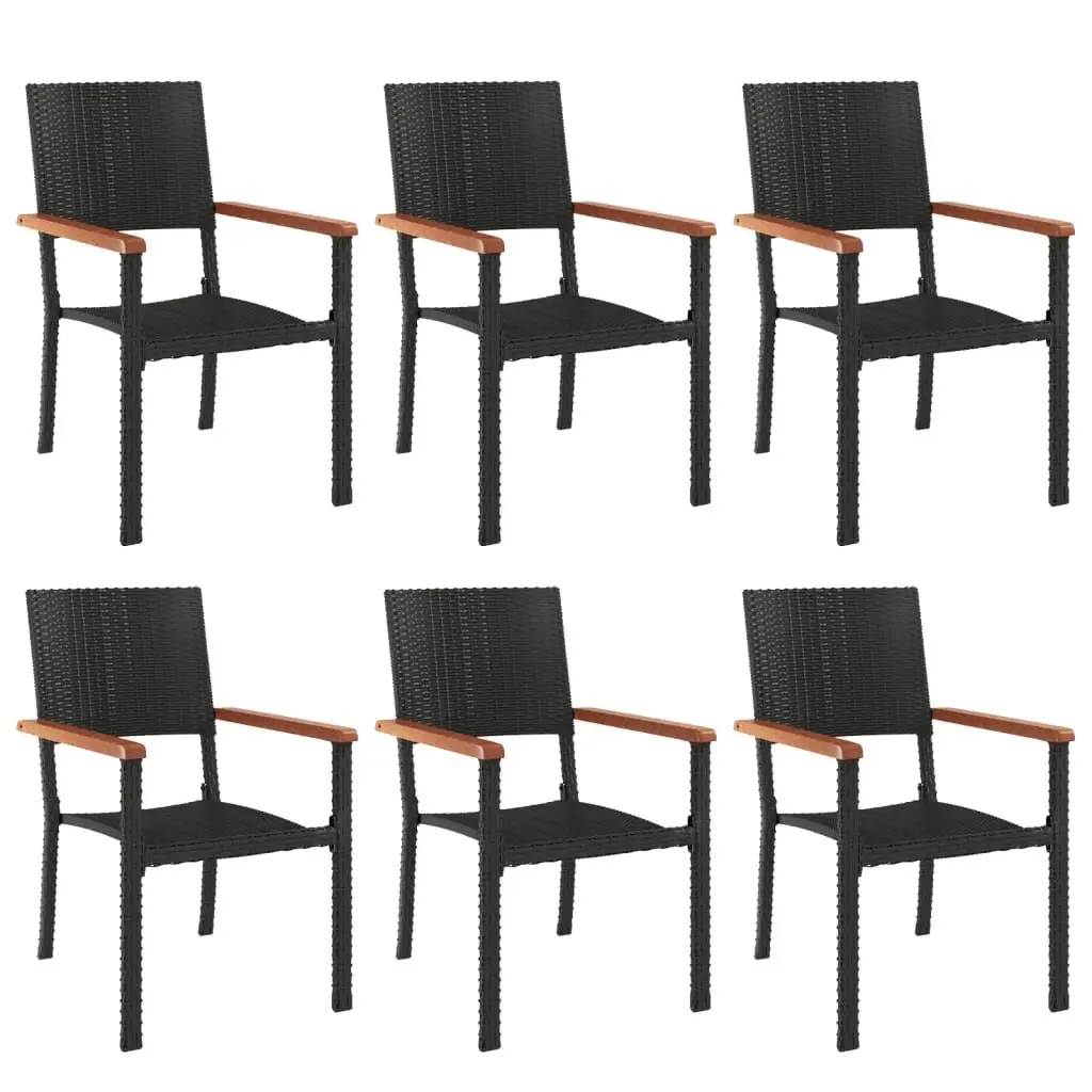 Garden Dining Set PE Rattan 7 Piece Black Patio Furniture Outdoor Table Chairs