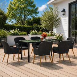 7-Piece Outdoor Dining Set with Sturdy Black Frame