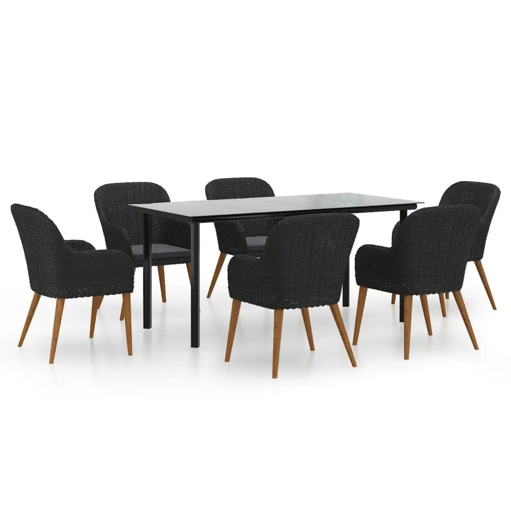 7-Piece Outdoor Dining Set with Sturdy Black Frame