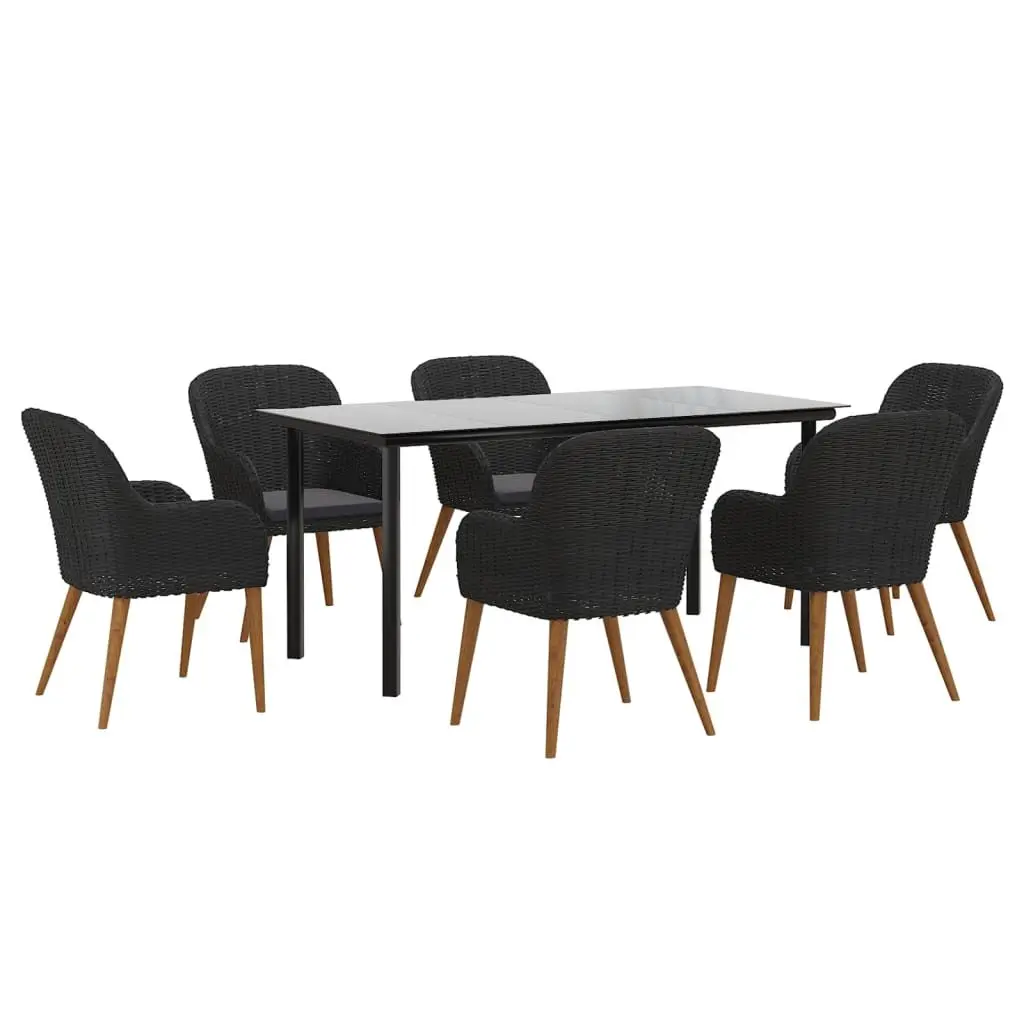 7-Piece Outdoor Dining Set with Sturdy Black Frame