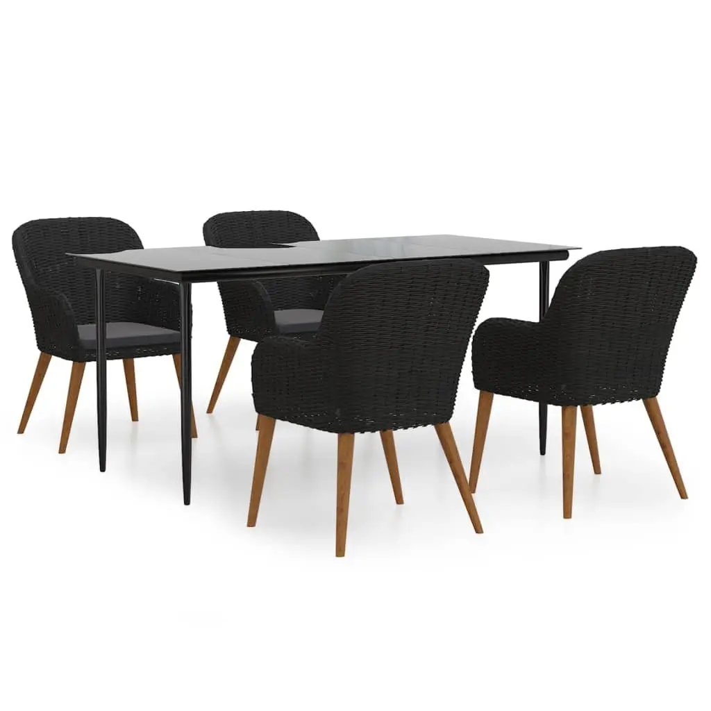 Garden Dining Set 5 Piece Outdoor Furniture Table Chairs Cushions Black Patio