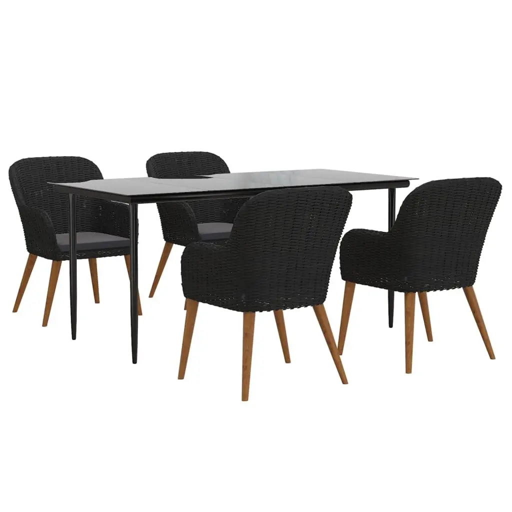Garden Dining Set 5 Piece Outdoor Furniture Table Chairs Cushions Black Patio