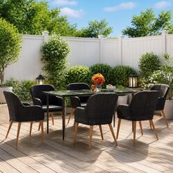 High-Quality 7 Piece Outdoor Dining Set with Glass Top