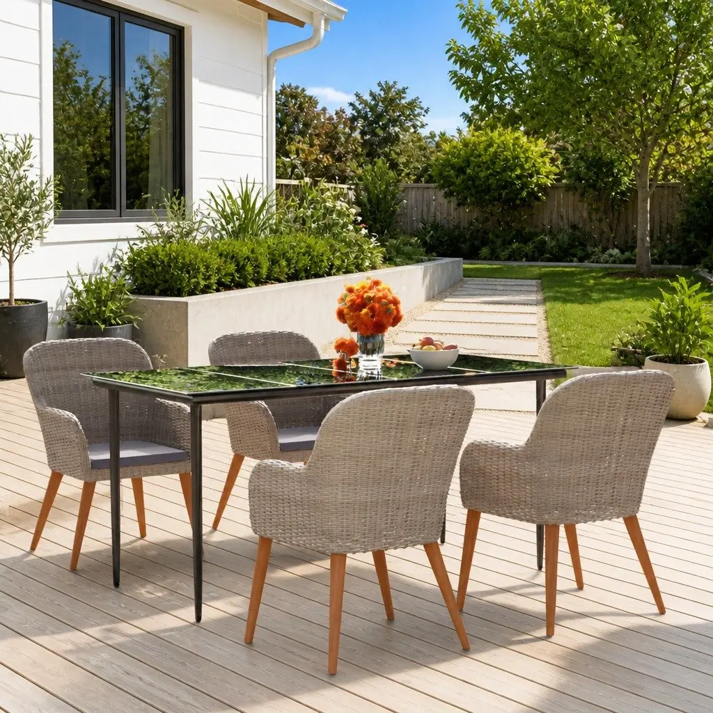 5-Piece Garden Dining Set with Cushions