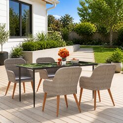 Stylish 5-Piece Garden Dining Set with Cushions