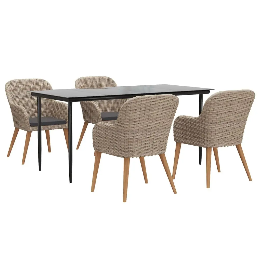 5-Piece Garden Dining Set with Cushions