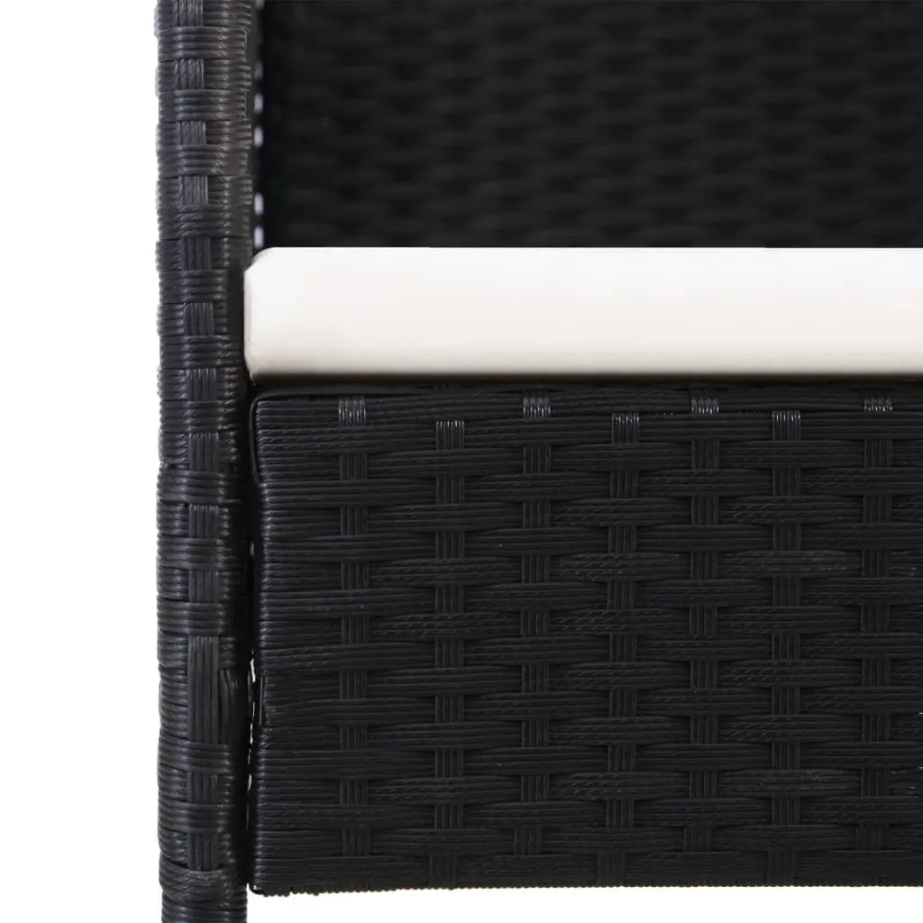 5 Piece Outdoor Dining Set Poly Rattan Black with Cushions