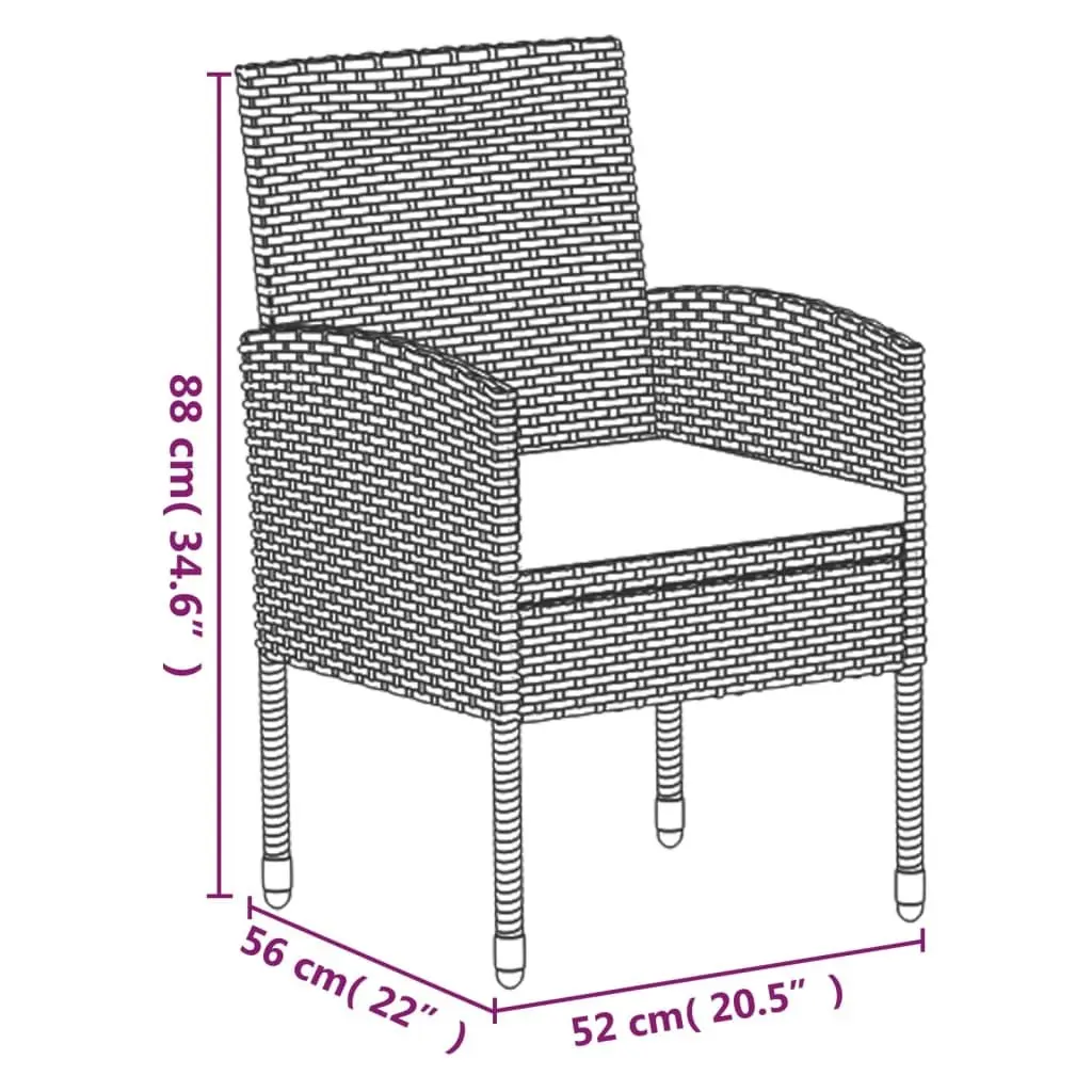 5 Piece Outdoor Dining Set Poly Rattan Black with Cushions