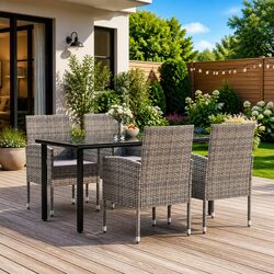 5-Piece Anthracite Rattan Garden Dining Set