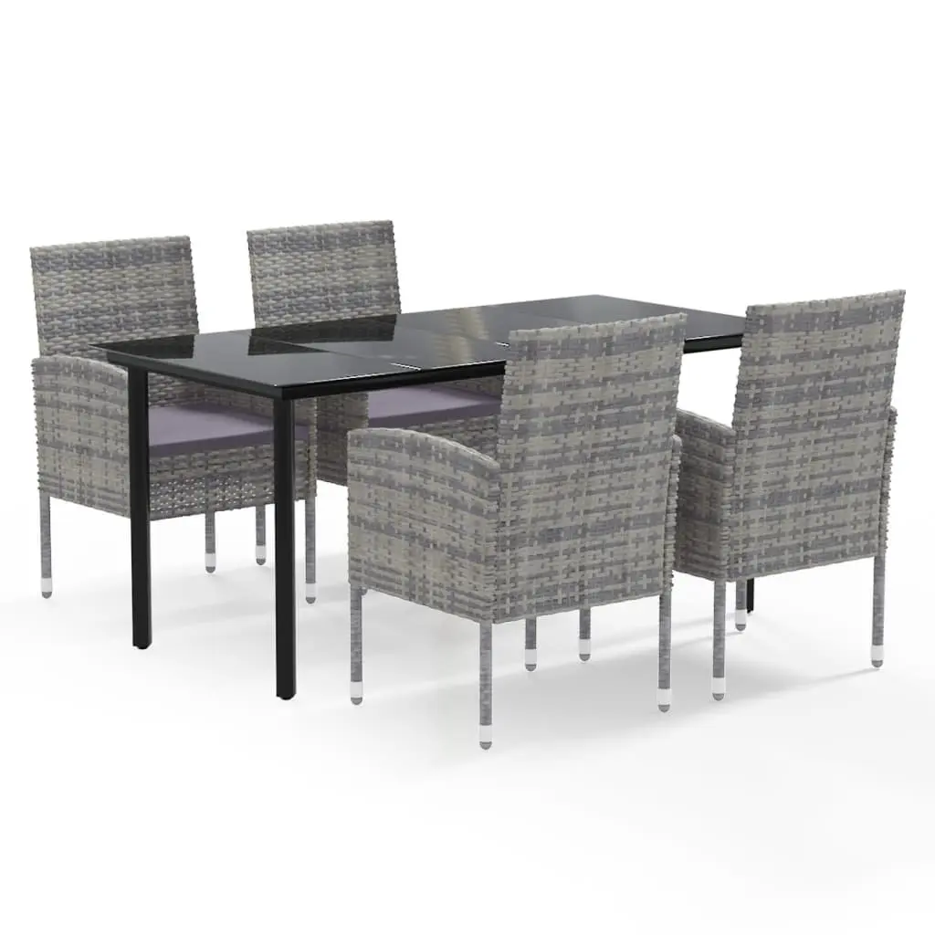 5-Piece Anthracite Rattan Garden Dining Set