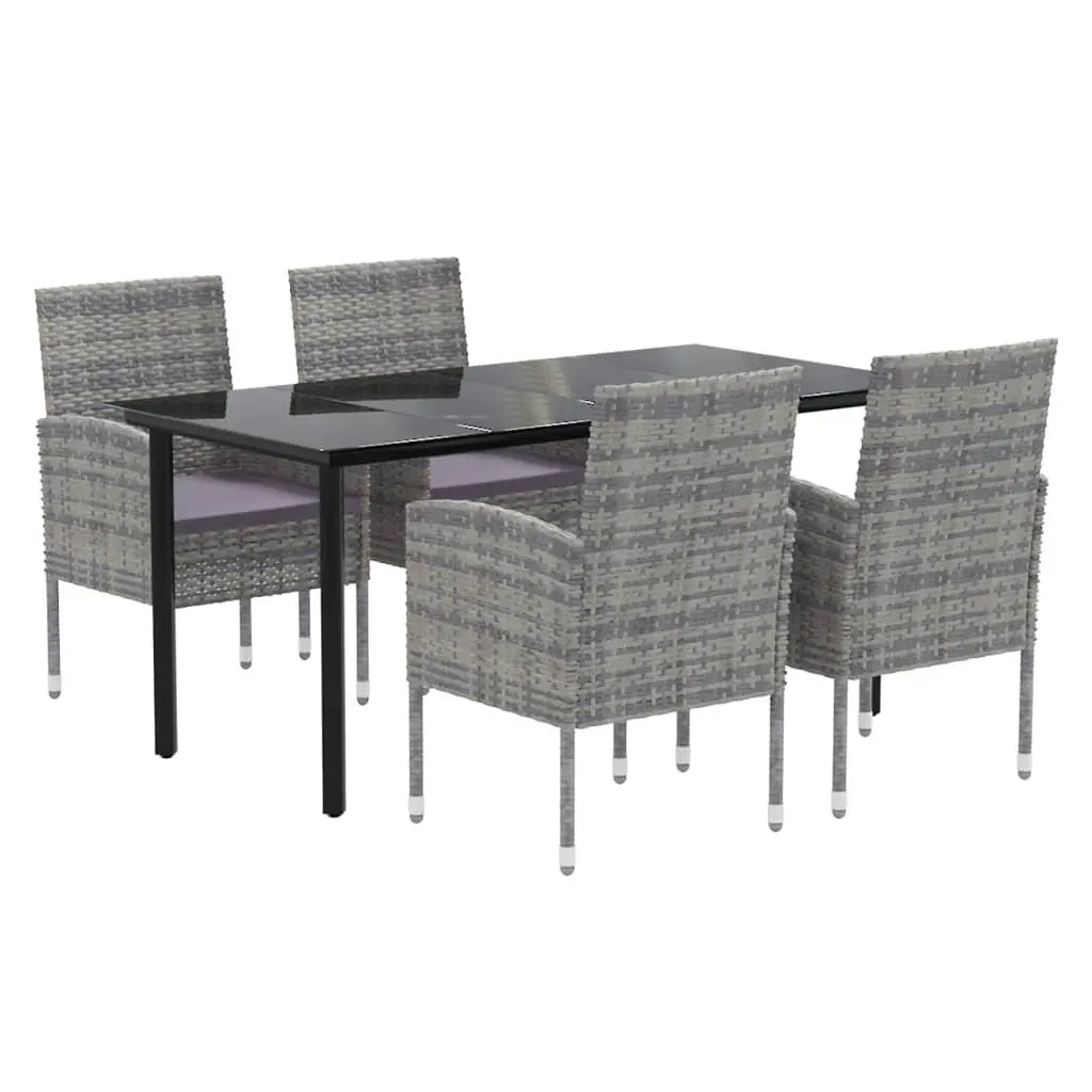 5-Piece Anthracite Rattan Garden Dining Set