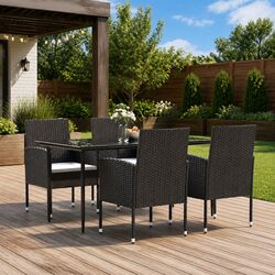 5-Piece Garden Dining Set with Durable Poly Rattan