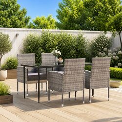 Durable 5 Piece Garden Dining Set with Cushions