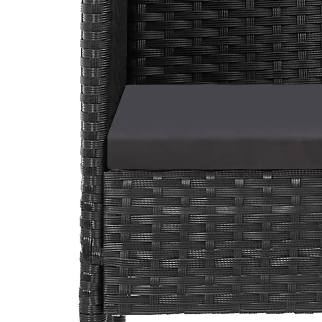 Black Poly Rattan 7 Piece Outdoor Dining Set with Cushions