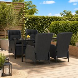 Sturdy 5 Piece Dark Grey Garden Dining Set for Outdoor Use