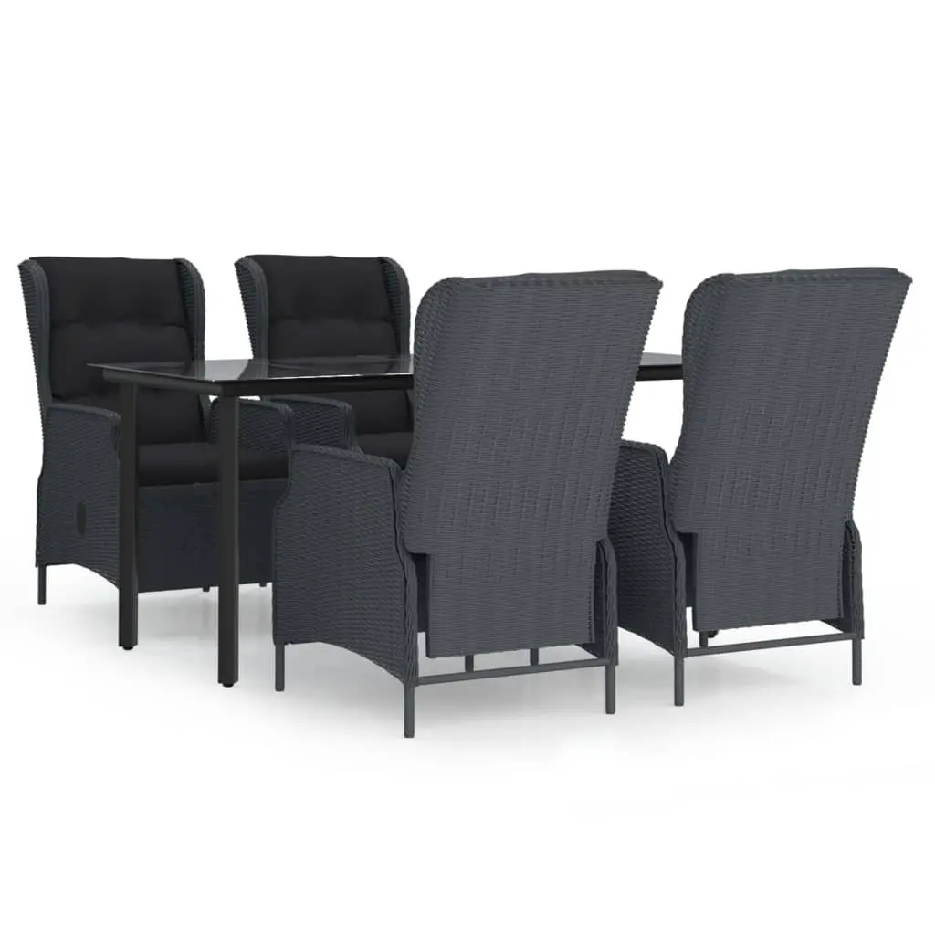 5 Piece Garden Dining Set PE Rattan Dark Grey Outdoor Furniture