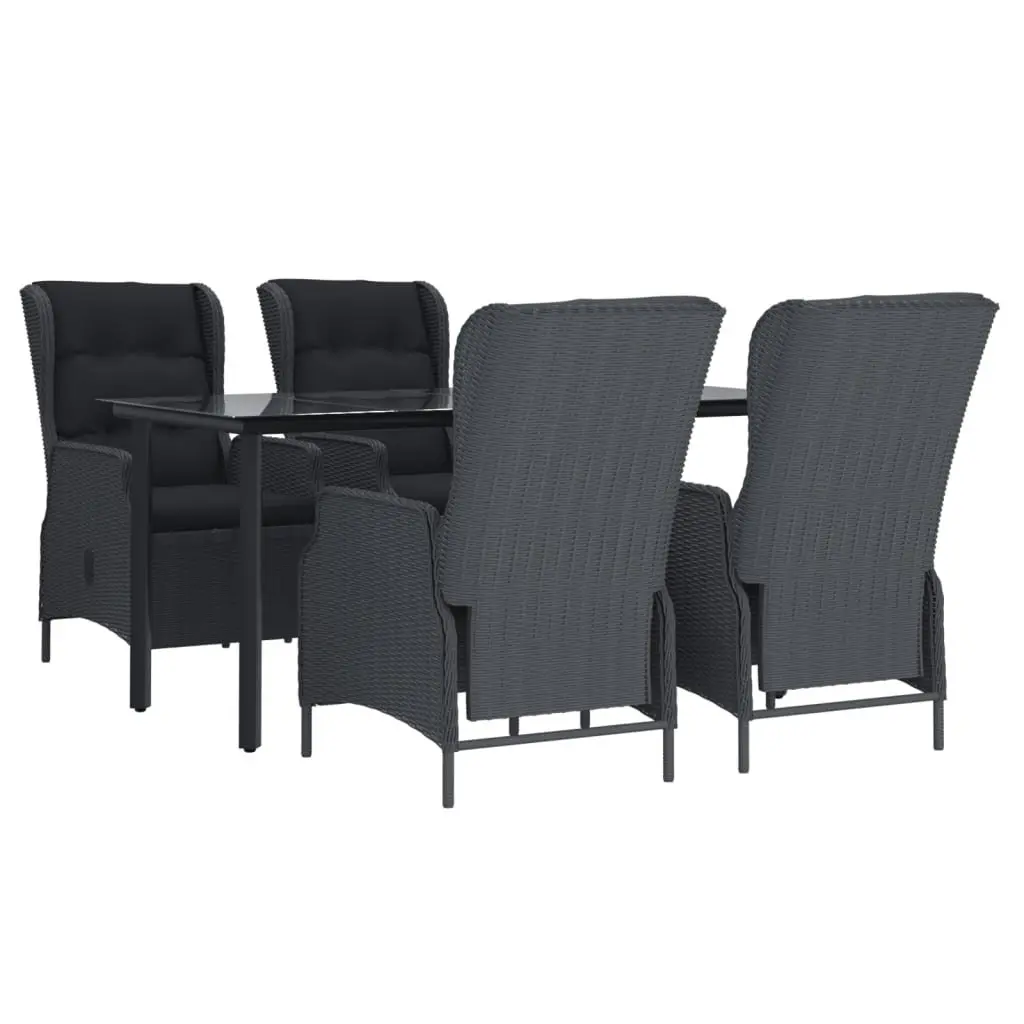 5 Piece Garden Dining Set PE Rattan Dark Grey Outdoor Furniture