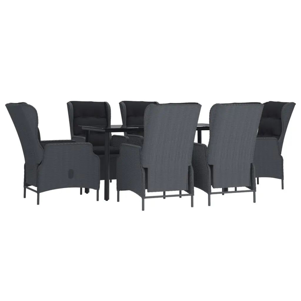 7 Piece Garden Dining Set with Grey Rattan