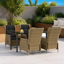 Elegant 5 Piece Outdoor Dining Set in Brown Poly Rattan