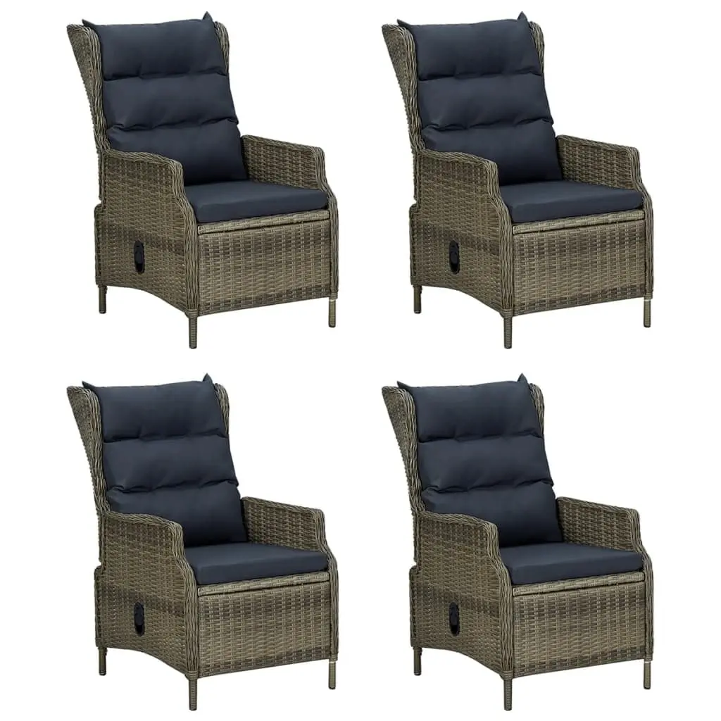 5 Piece Garden Dining Set PE Rattan Steel Frame Tempered Glass Brown