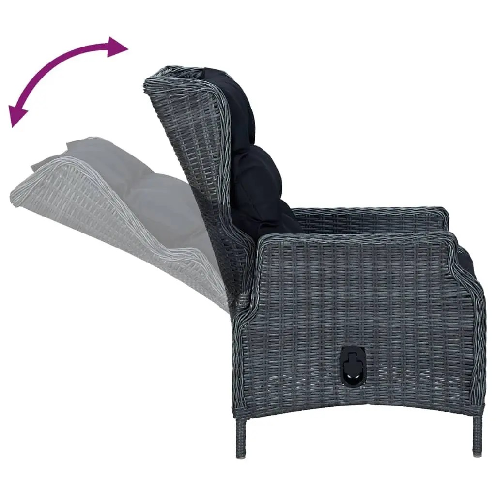 5 Piece Outdoor Dining Set Garden Furniture Grey Poly Rattan Patio Table Chairs
