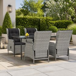 5-Piece Grey Rattan Garden Dining Set for Outdoor Use