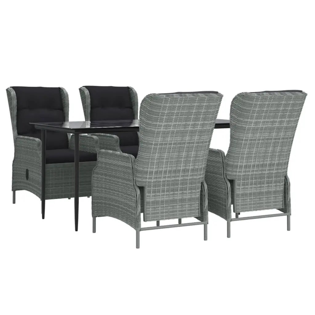 Garden Dining Set PE Rattan 5 Piece Outdoor Furniture Grey Patio Table Chairs