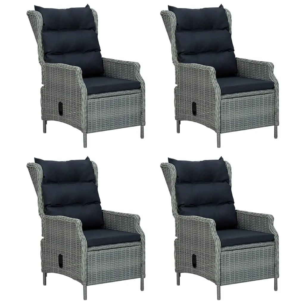 Garden Dining Set PE Rattan 5 Piece Outdoor Furniture Grey Patio Table Chairs