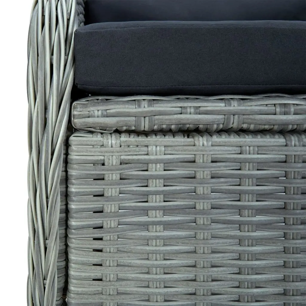 Garden Dining Set PE Rattan 5 Piece Outdoor Furniture Grey Patio Table Chairs