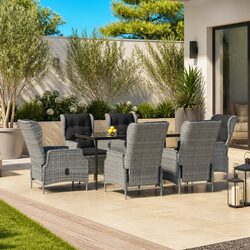 7-Piece Outdoor Patio Dining Set with Durable Grey Rattan