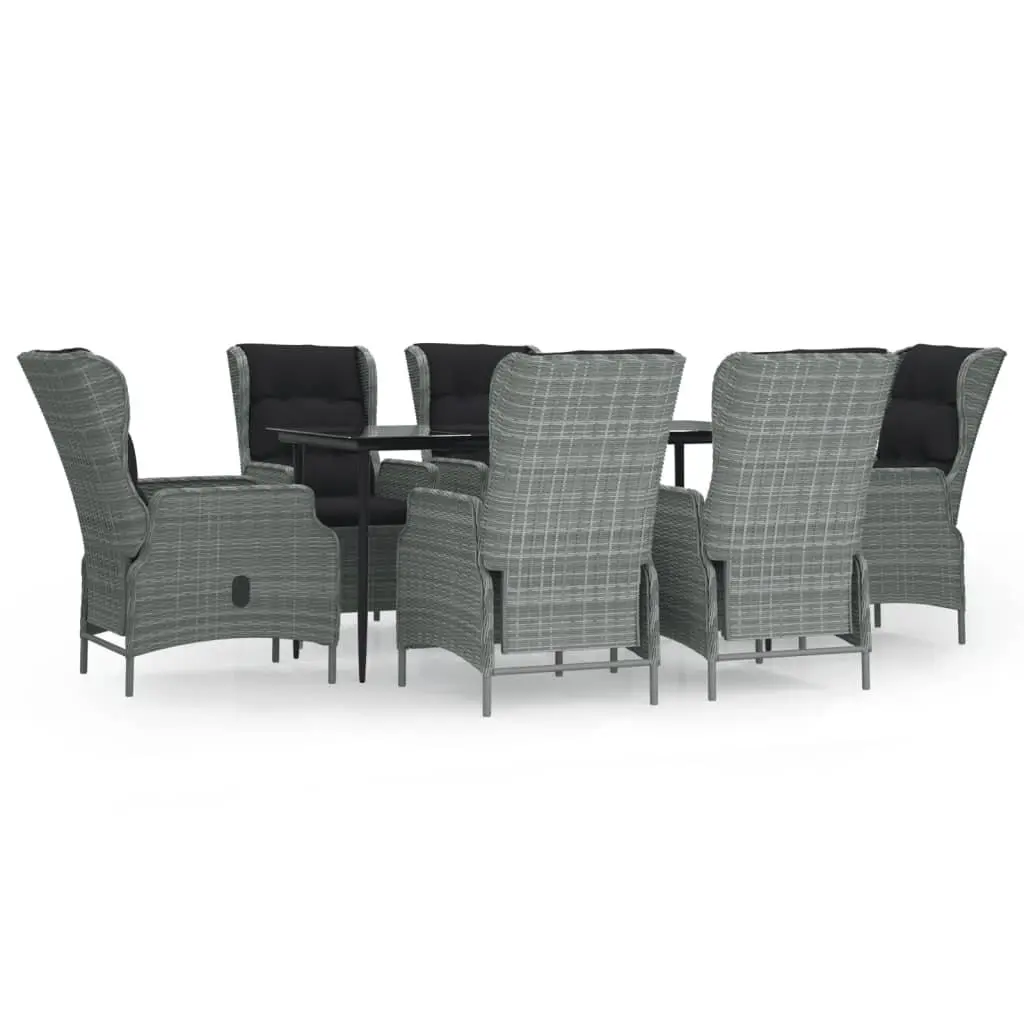 Garden Dining Set Poly Rattan 7 Piece Outdoor Patio Furniture Grey