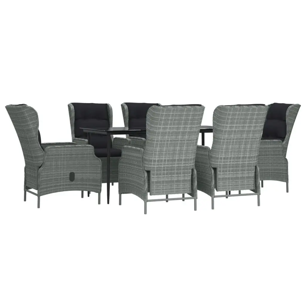 Garden Dining Set Poly Rattan 7 Piece Outdoor Patio Furniture Grey