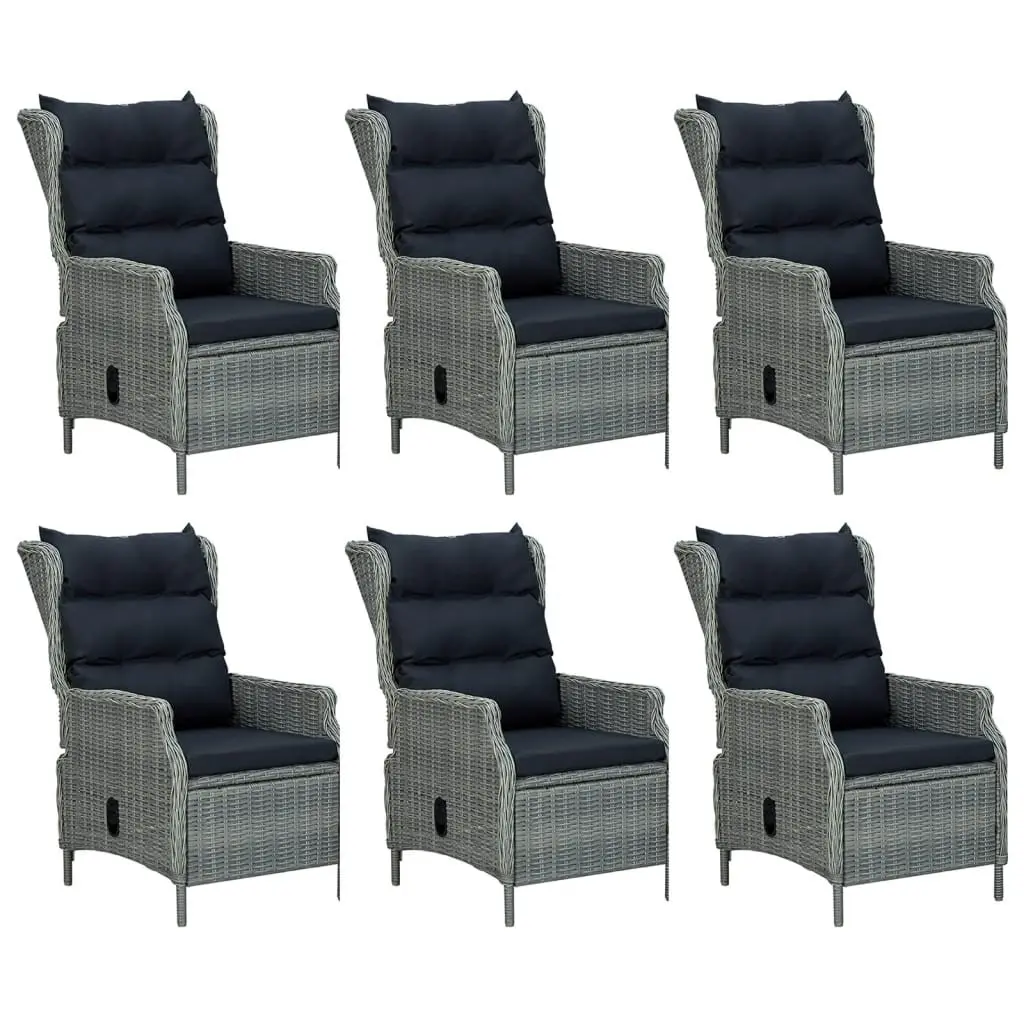 Garden Dining Set Poly Rattan 7 Piece Outdoor Patio Furniture Grey
