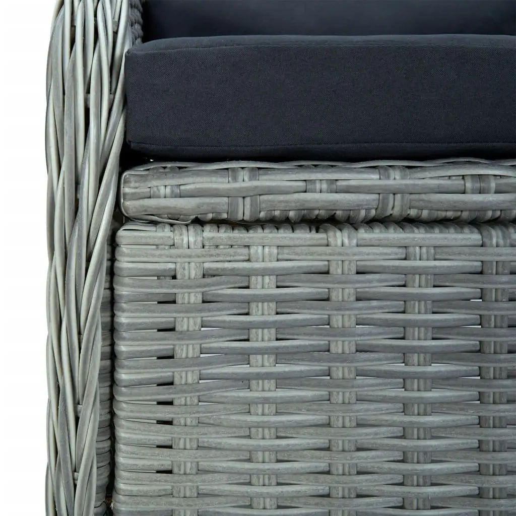Garden Dining Set Poly Rattan 7 Piece Outdoor Patio Furniture Grey