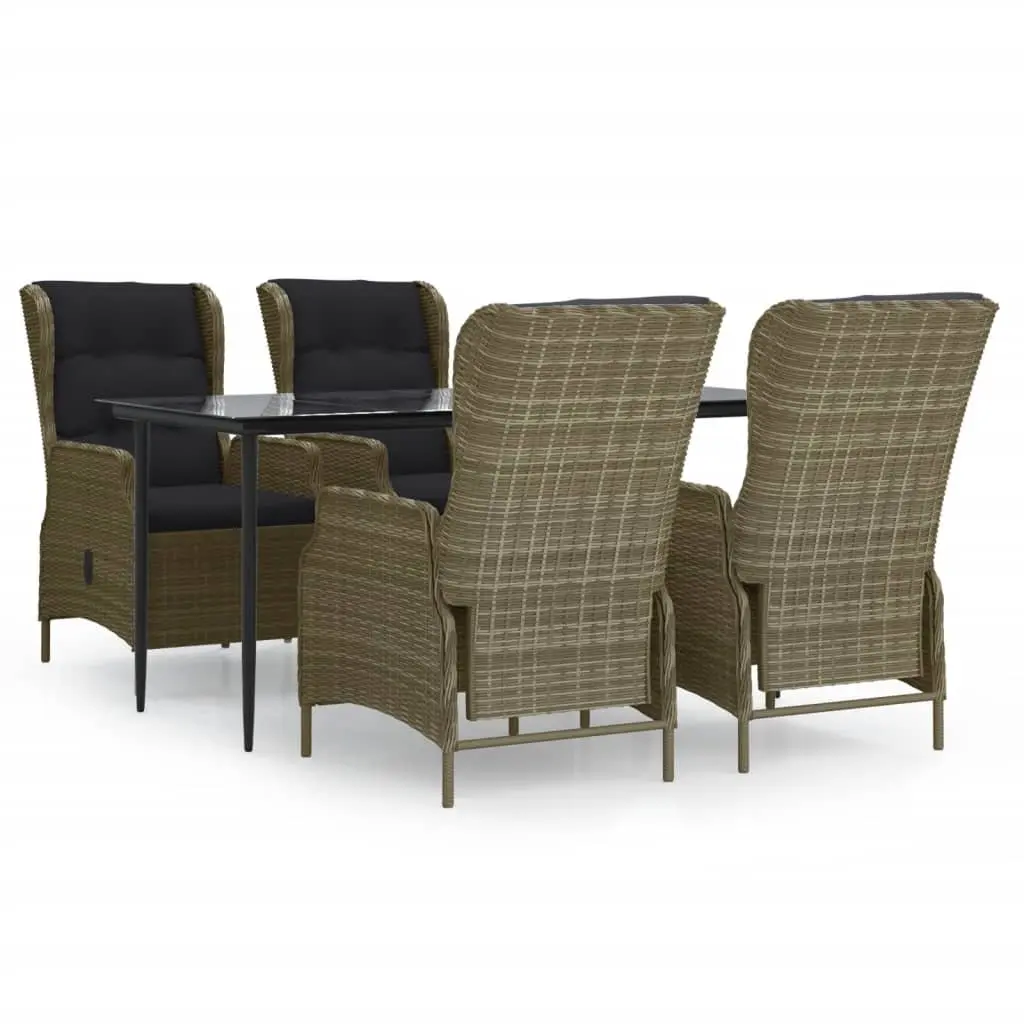 5 Piece Brown Rattan Garden Dining Set