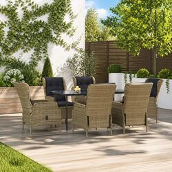 7 Piece Brown Poly Rattan Outdoor Dining Set