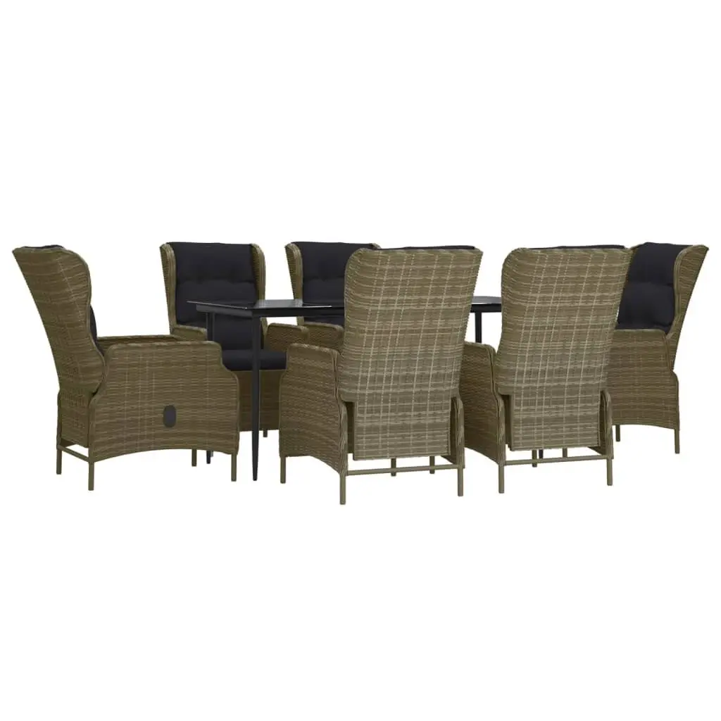 7 Piece Outdoor Dining Set Poly Rattan Brown Patio Furniture with Chairs