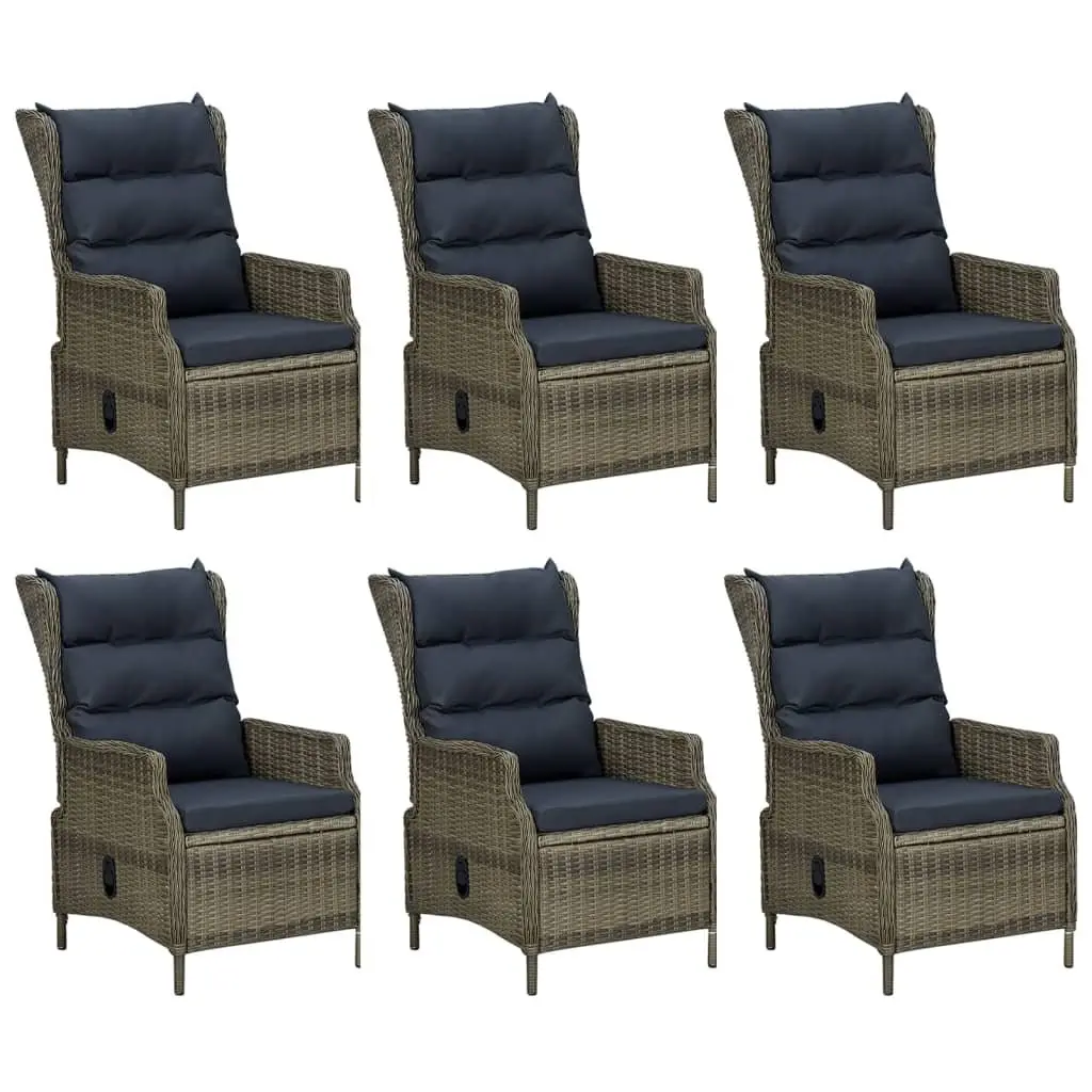 7 Piece Outdoor Dining Set Poly Rattan Brown Patio Furniture with Chairs