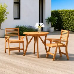 Durable 3-Piece Garden Dining Set with Acacia Wood Chairs