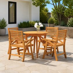 5-Piece Acacia Wood Garden Dining Set in Brown