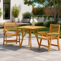 Sturdy 3 Piece Garden Dining Set with Acacia Wood
