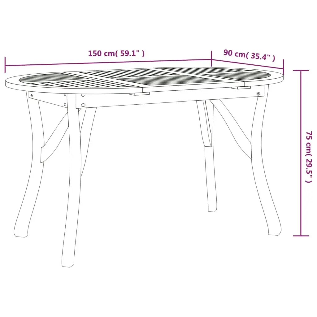 Solid Wood Acacia Garden Dining Set for 7 People