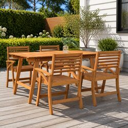 Brown Solid Wood 5 Piece Garden Dining Set