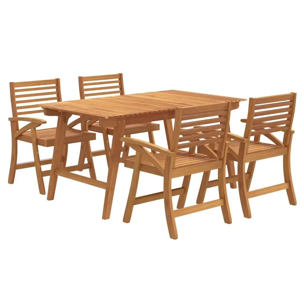 Brown Solid Wood 5 Piece Garden Dining Set